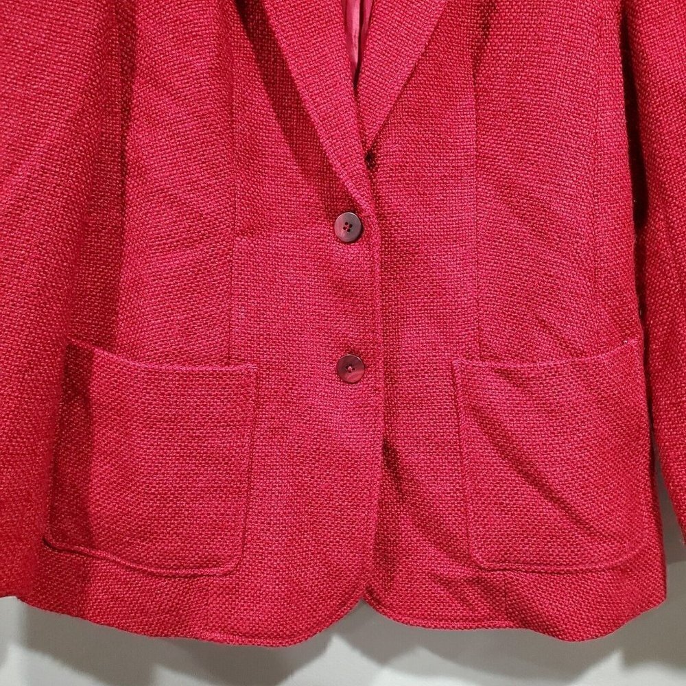 J Jill Womens Blazer Size Small Career Red 2-Button Jacket Pockets Wool Blend - Picture 3 of 14